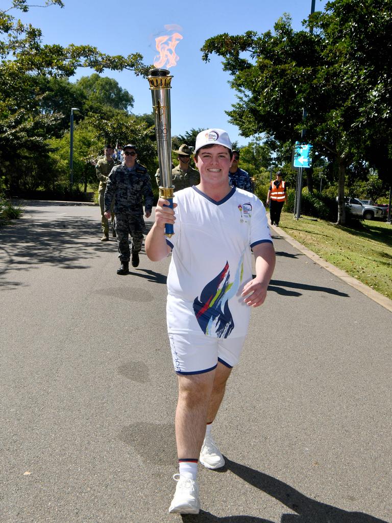 Legacy Centenary Torch Relay and community day at Jezzine Barracks. Torch bearer Mitchell Bingley. Picture: Evan Morgan