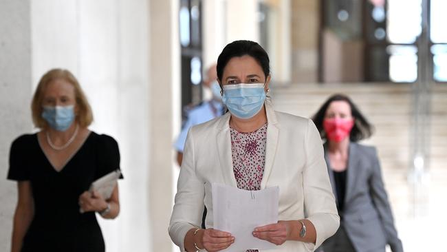 Annastacia Palaszczuk arrives at Parliament House to make a COVID update announcement on March 30. Picture: Getty Images.