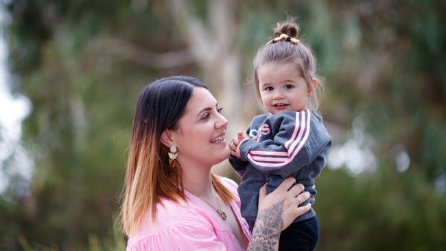 Samantha Walkley with daughter Nayvah after her big ordeal. Picture Matt Turner.