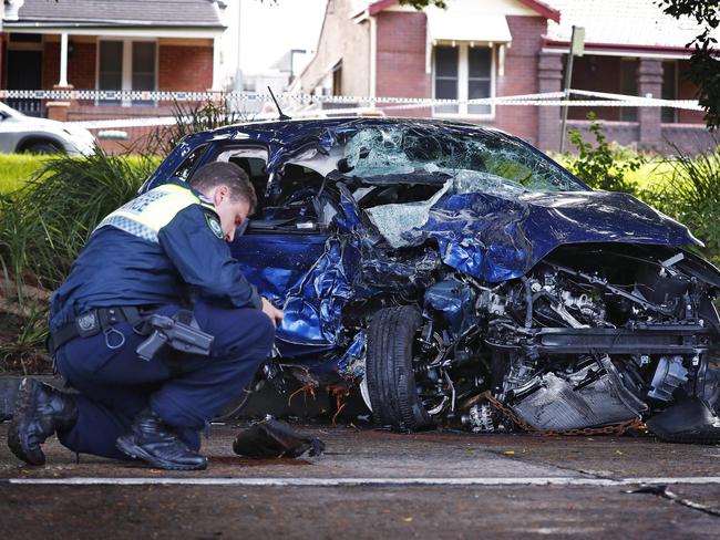 9/4/22 WEEKEND TELEGRAPH SPECIAL. MUST NOT USE BEFORE CLEARING WITH PIC EDITOR  JEFF DARMANIN- Fatal car crash at Enfield this morning. Car that the deceased male was driving pictured. Picture: Sam Ruttyn