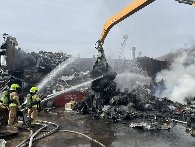 Firefighters were called to the scrap metal yard in Greenacre just after 10am.