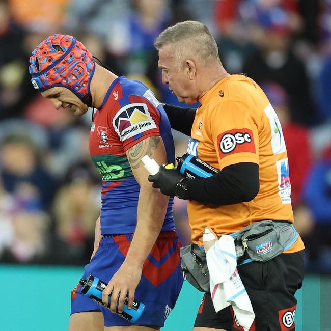 Kalyn Ponga will miss the final regular season round with a shoulder injury. Picture: Getty