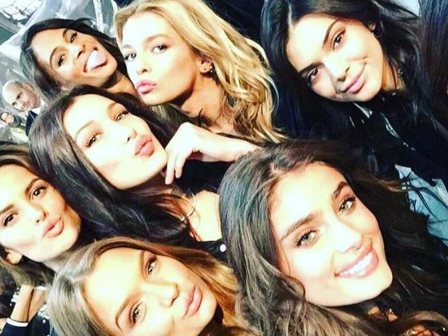 Models at the Grand Palais in Paris on November 28, 2016 ahead of the 2016 Victoria's Secret Fashion Show ... 
