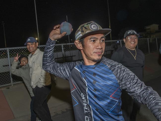 Wilson Torres having a go at one of the games on Sideshow Alley at the 2024 Swan Hill Show Picture: Noel Fisher