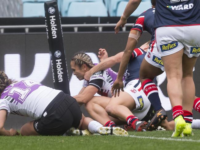 Hilda opens the scoring for NRLW. Pic: AAP