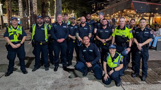 NT Police were out in force at Darwin Waterfront Precinct for the New Year's Eve 2024 fireworks. Picture: Alex Treacy