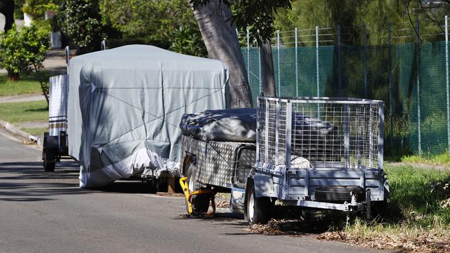 Trailers and other vehicles left in the unrestricted parking zone. Picture: Richard Dobson