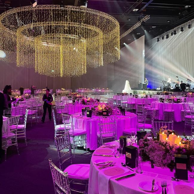 Thousands of dazzling lights adorned a massive chandelier hanging from the centre of the room. Picture: Supplied