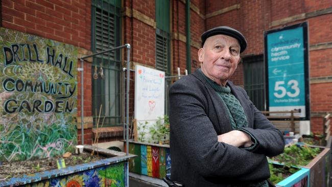 Local resident Martin Mulvihill at the community garden at Drill Hall Multicultural Hub, the site of the proposed new safe injecting room. Picture: Andrew Henshaw