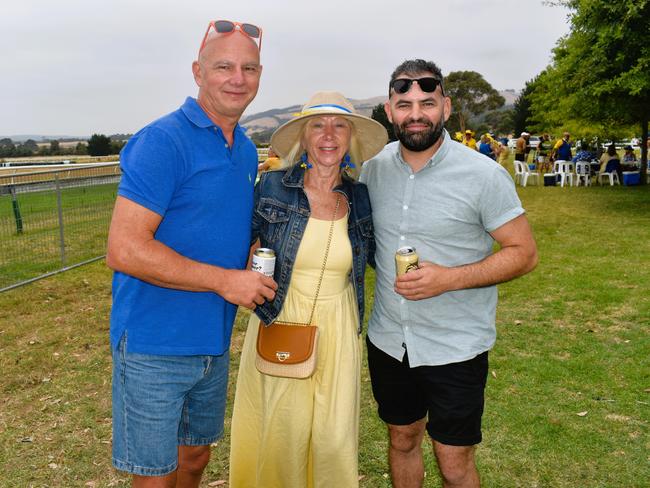 John Sculac, Chris Sculac and Michael Camilleri at the Alex Scott &amp; Staff Woolamai Cup on Saturday, February 8, 2025. Picture: Jack Colantuono