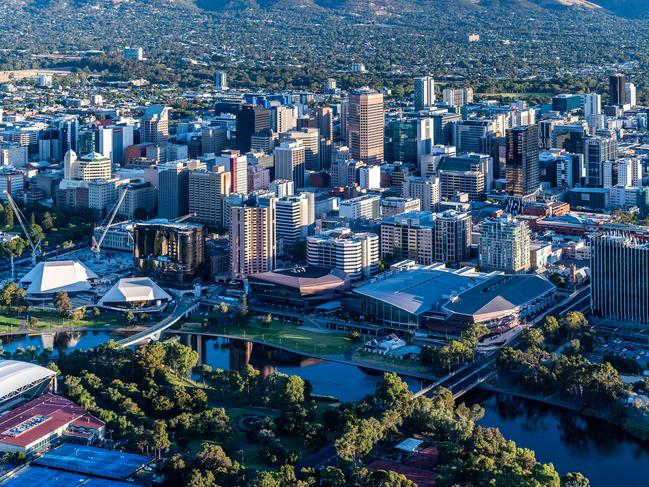 22/1/2021 - Aerial photos of Adelaide CBD. MUST CREDIT ADELAIDE AIRBORNE PHOTOGRAPHY, , city, Adelaide Oval, Sahmri, RAH, North Terrace, Casino, Sky City, EOS, Lot 14, Memorial Drive, Skyline,