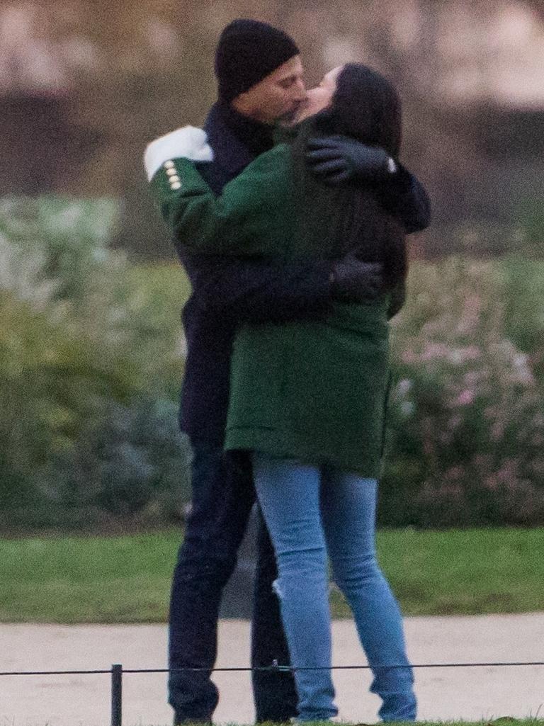 Love birds Erica Packer and Enrique Martinez walk in the streets of Paris. Picture: Backgrid