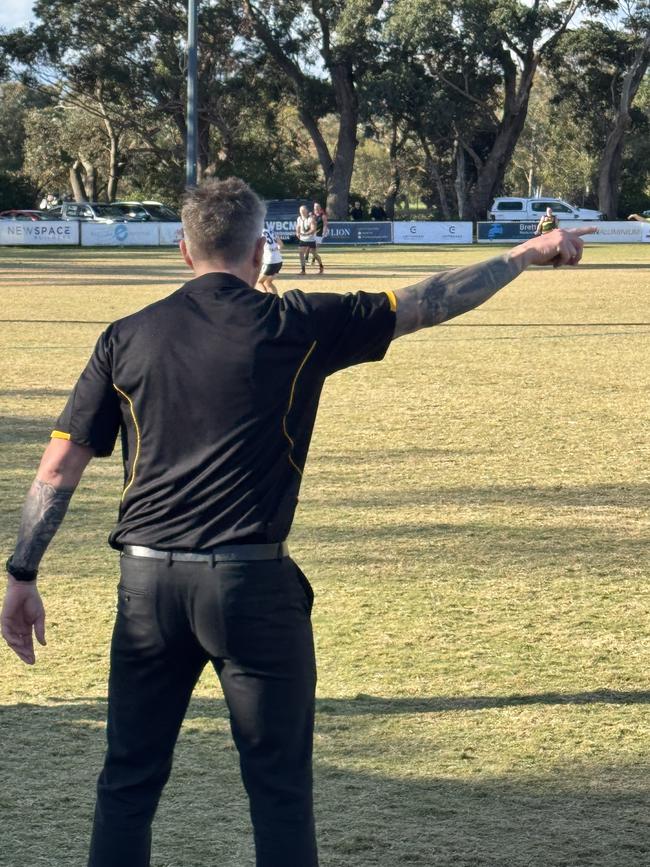Dromana coach Ben Holmes calls the shots.