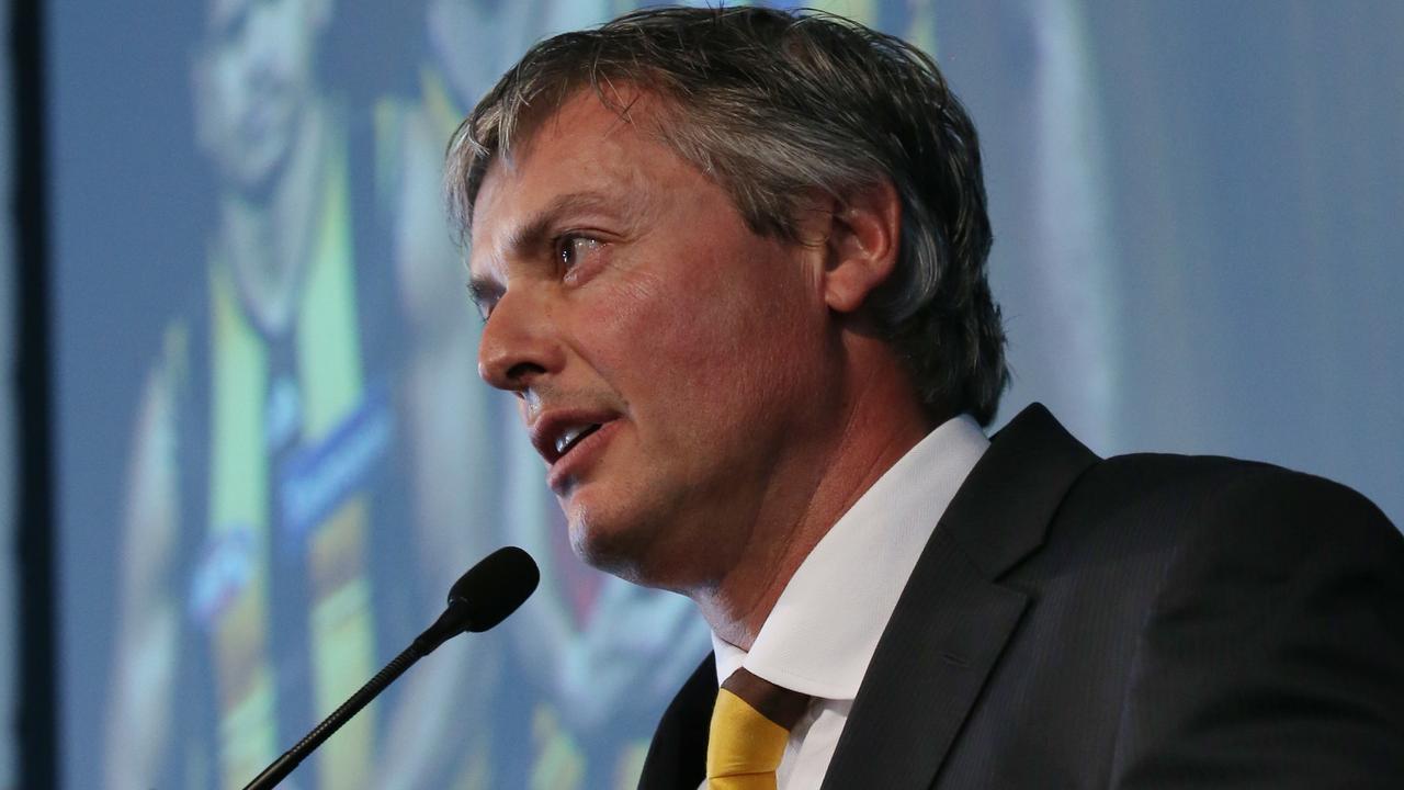 Hawthorn President Andrew Newbold at the Hawthorn football club Grand Final luncheon in Melbourne, Wednesday, Sept. 24, 2014. Hawthorn play the Sydney Swans this weekend in the AFL Grand Final. (AAP Image/David Crosling) NO ARCHIVING