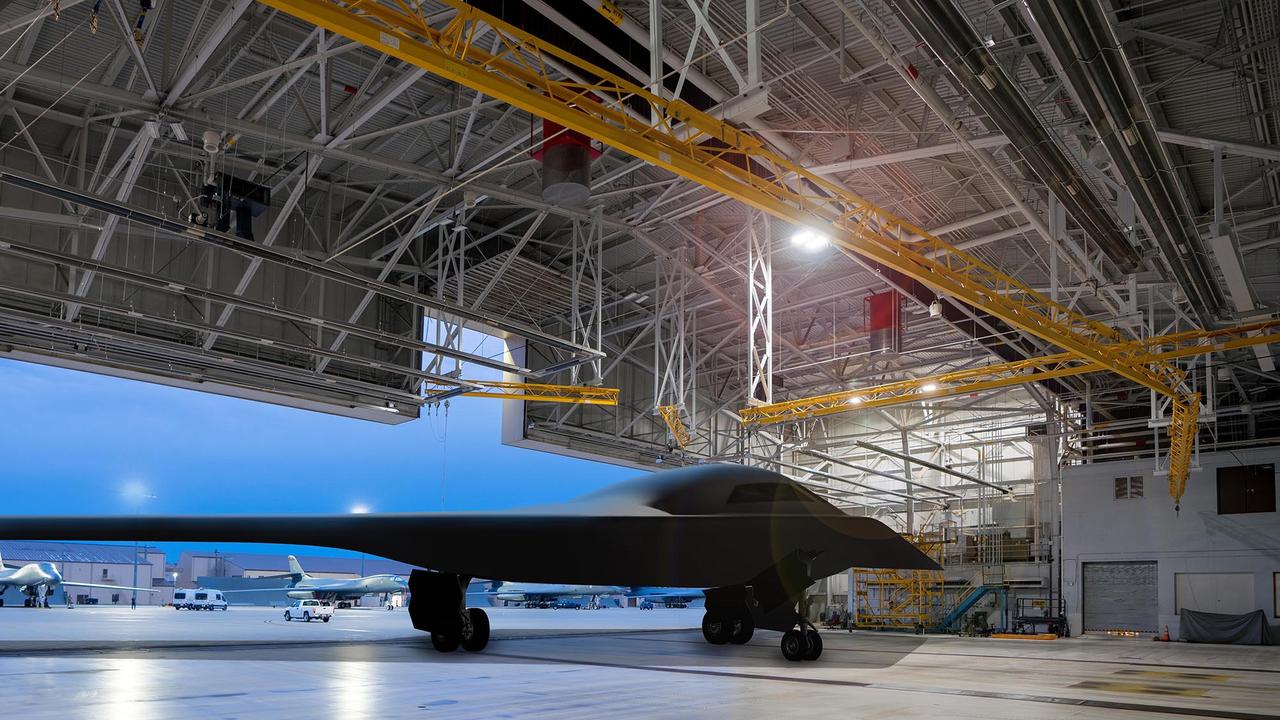 An artist's rendering depicts the B-21 at Ellsworth Air Force Base, S.D., one of the bases expected to host the Raider once it reaches the force. Courtesy graphic/Northrop Grumman