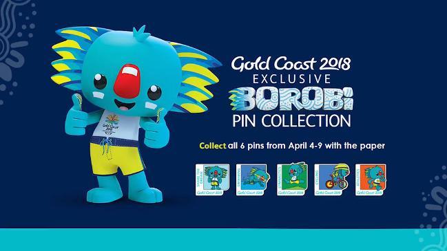 Gold Coast Bulletin's Commonwealth Games 2018 Official Borobi Pin Collection