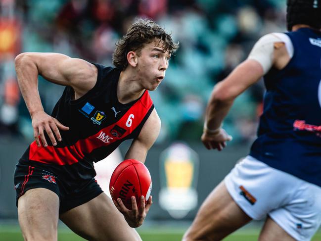 Bomber Michael Stingel during the 2021 TSL grand final. Picture: Linda Higginson