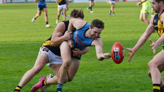 John Greenslade battling for Sturt. He has been a standout mid for Tanunda. Picture: Brenton Edwards