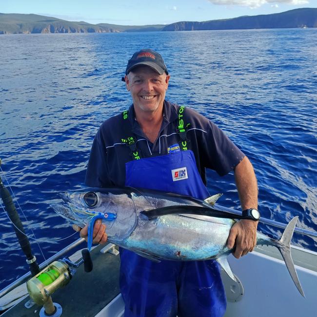 Personalised Sea Charters operator Stuart Nichols with an albacore tuna caught over Easter.