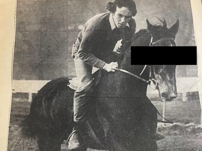 The name of the galloper pictured with Jimmy Buckley has been redacted in case of any possible embarrassment.