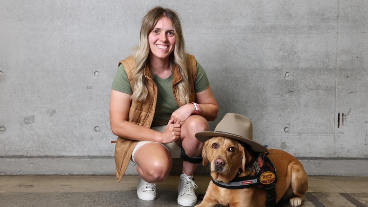 Paralympian Amanda Reid and her dog Odell. Picture: Don Arnold/WireImage