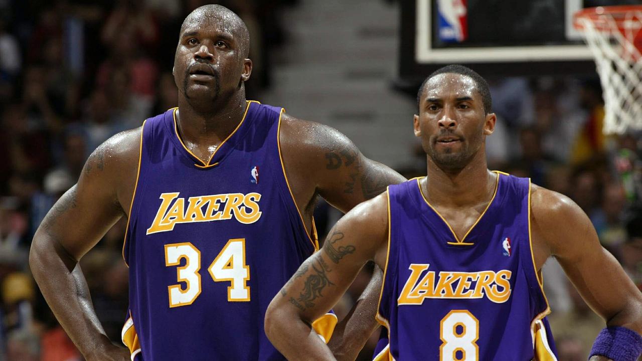 Kobe & Shaq celebrating the Three-Peat!