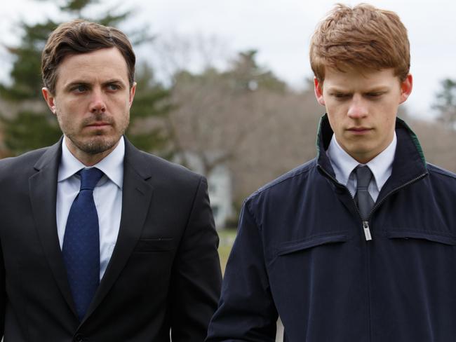 Casey Affleck’s Lee Chandler becomes the legal guardian of his brother’s teenage son Patrick, played by Lucas Hedges. Picture: Claire Folger