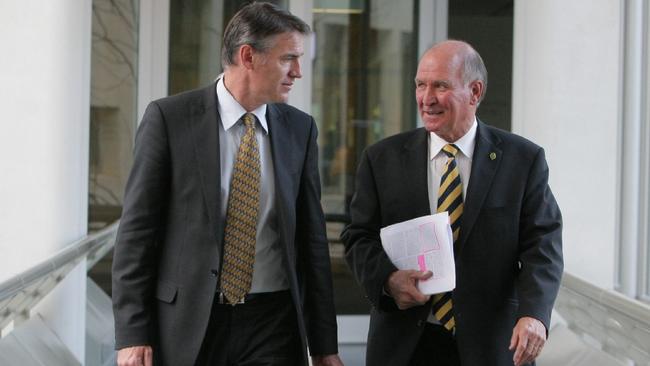 Rob Oakeshott and Tony Windsor after announcing their decision to back Julia Gillard in 2010.