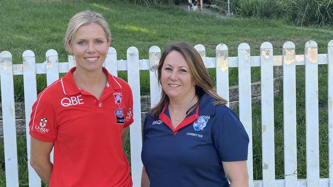 Sydney AFLW player Alana Woodward (left) with Club President of East Sydney Bulldogs AFL, Lisa Goold (right).