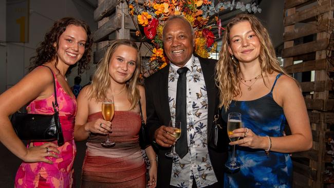 Uncle Robbie, Lena Kulczycki, Jana Klunt and Carina Borger at the 2024 NAIDOC Ball at the Darwin Convention Centre. Picture: Pema Tamang Pakhrin