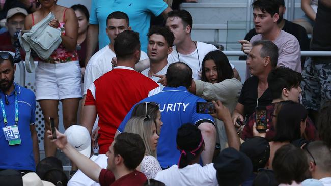 Innocent bystanders were shocked as an incident unfolded at the Australian Open. Picture: Michael Klein