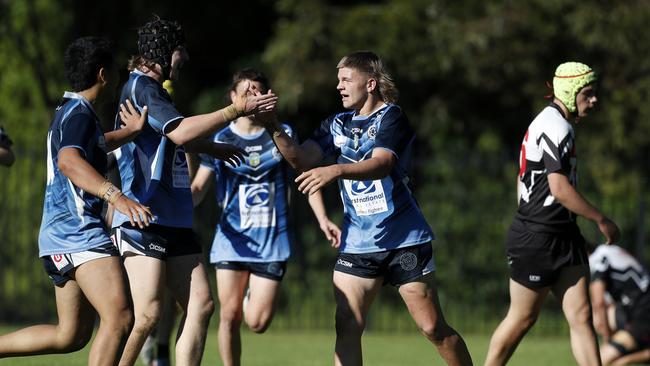 James Walsh touches down for Illawarra SHS again Erindale College at the Collegians Sports &amp; Performance Centre in Figtree. Picture: Jonathan Ng