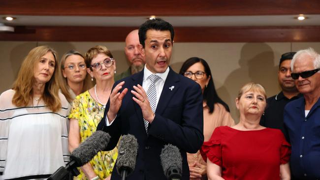 Queensland Premier David Crisafulli meets families of victims of crime at parliament in Brisbane. Picture: supplied