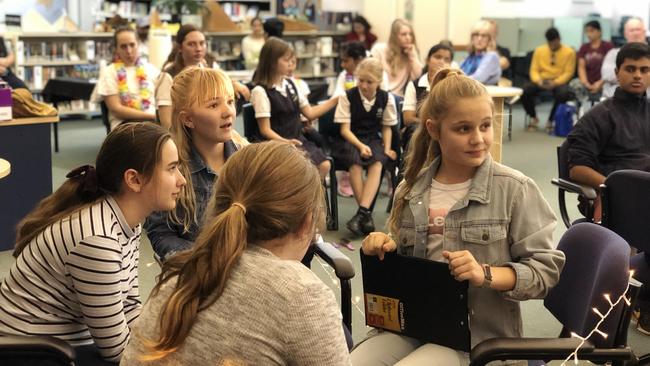 KEEN READERS: Enjoying the Highlands Christian College readers' cup are (from left) Anna-Lucia Jutsum, Maddie Holmes, Lily-Anne Smart and Zoe Wessling.