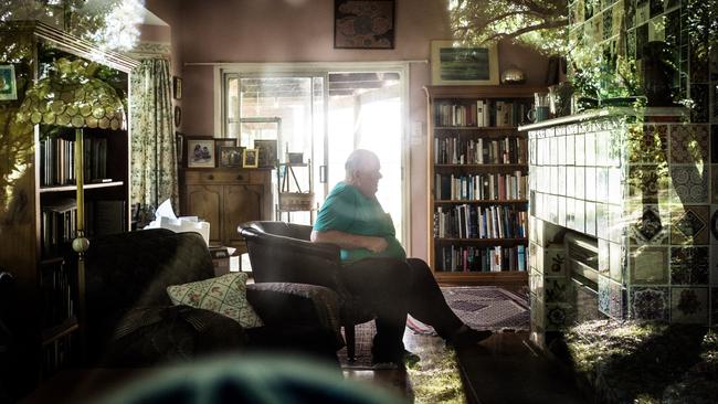 Les Murray’s final poems were left inside a folder, many in draft form. Picture: Amos Aikman