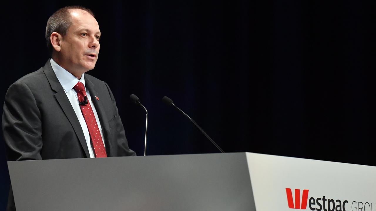 Westpac’s interim CEO Peter King at the Westpac Annual General Meeting earlier this month. Westpac was recently embroiled in a scandal involving money laundering and child exploitation that claimed the scalp of former CEO Brian Hartzer (AAP Image/Mick Tsikas)