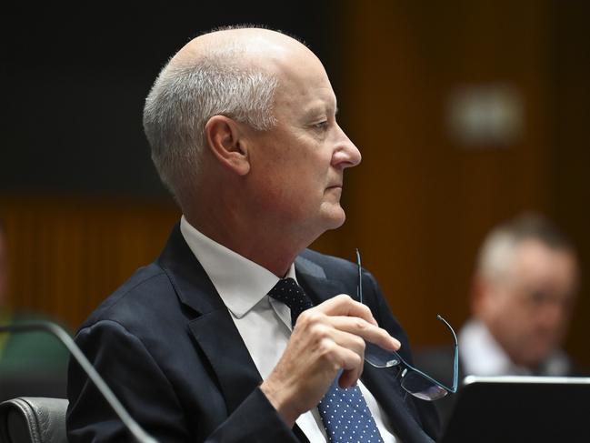 CANBERRA, AUSTRALIA, NewsWire Photos. SEPTEMBER 27, 2023: Qantas chairman Richard Goyder and new CEO of Qantas Airways Vanessa Hudson and Qantas Group's General Counsel Andrew Finch appear before an inquiry into Australia's bilateral airservices arrangements at Parliament Hous ein Canberra. Picture: NCA NewsWire / Martin Ollman