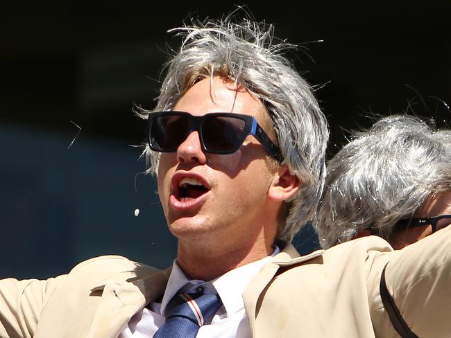 Day 2 of the Australia vs India Test Series Cricket match at Sydney Cricket Ground today. Pictured are 'The Richies', Dozens of Richie Benaud impersonators, enjoying the match. Photo: Tim Hunter.