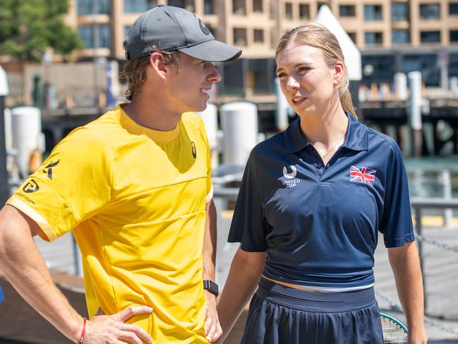 Newly engaged Alex de Minaur with Katie Boulter. Picture: Thomas Lisson