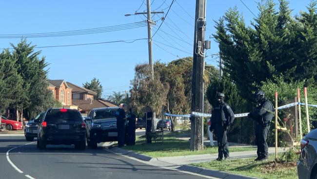 Police outside the home. Picture: Brianna Travers.