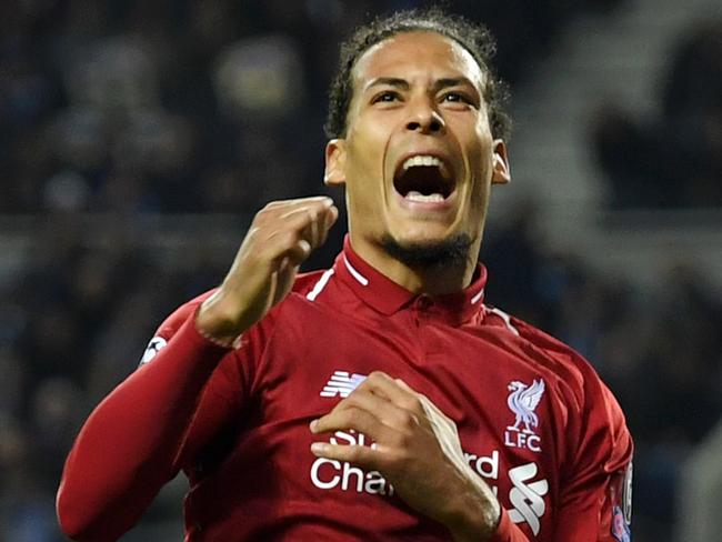 PORTO, PORTUGAL - APRIL 17:  Virgil van Dijk of Liverpool celebrates after scoring his team's fourth goal during the UEFA Champions League Quarter Final second leg match between Porto and Liverpool at Estadio do Dragao on April 17, 2019 in Porto, Portugal. (Photo by Matthias Hangst/Getty Images)