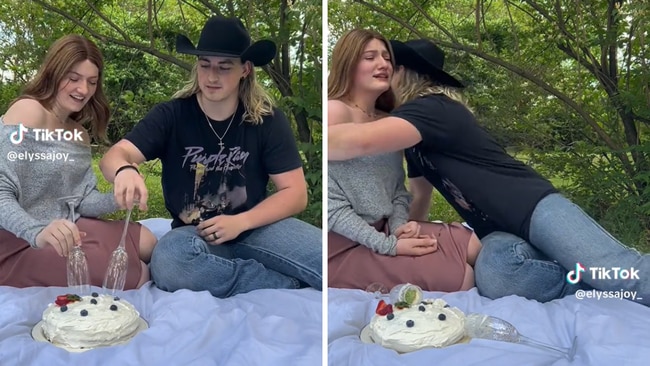 The gender reveal cake was a total fail. Source: TikTok/@elyssajoy_