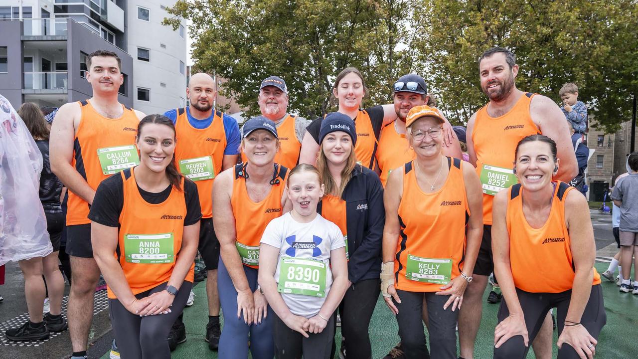 HOBART AIRPORT MARATHON 2024 5km start line Howrah Plumbing group. Picture: Caroline Tan