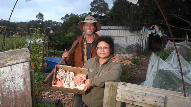 Pete Bland, natural horseman, Wattle Bank, with his partner Beatrice Imbert. Picture: Yuri Kouzmin