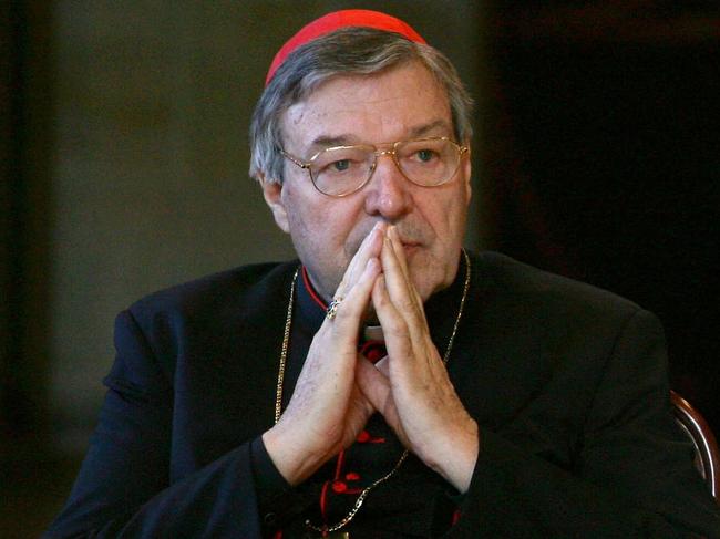 SYDNEY, AUSTRALIA - JULY 18: In this handout photo provided by World Youth Day, (L-R) Catholic Archbishop of Sydney Cardinal George Pell and His Holiness Pope Benedict XVI attend a meeting with Heads of Other Faiths at St Mary's Cathedral Chapter Hall during World Youth Day Sydney 2008 on July 18, 2008 in Sydney, Australia. Organised every two to three years by the Catholic Church, World Youth Day (WYD) is an invitation from the Pope to the youth of the world to celebrate their faith. The celebration, being held in Sydney from July 15, 2008 to July 20, 2008, will mark the first visit of His Holiness Pope Benedict XVI to Australia. (Photo by World Youth Day via Getty Images)