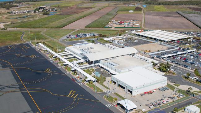 An aerial of the Mackay Airport.