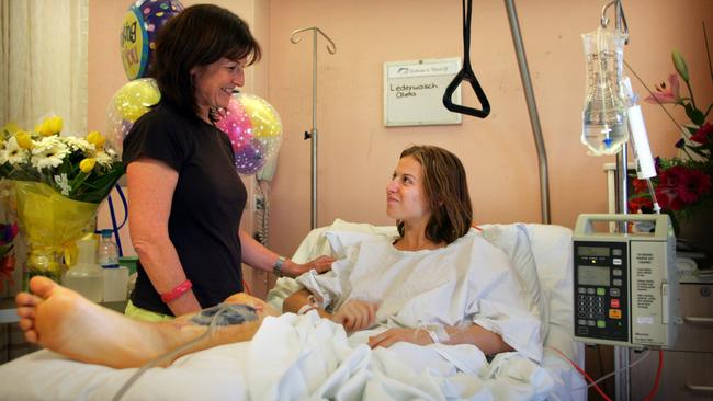 Julia Lederwasch and her daughter Aleta Lederwasch at John Hunter Hospital in Newcastle.