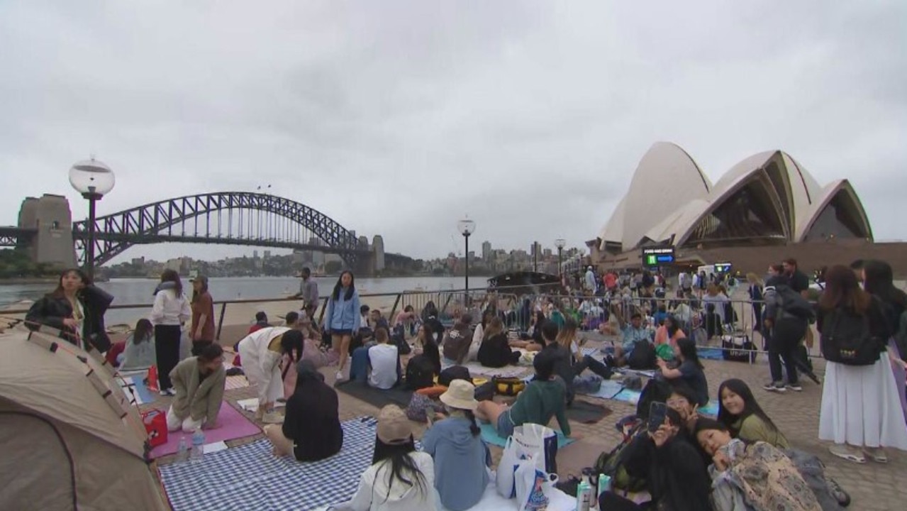 The Opera House Forecourt early Sunday morning. Picture: Nine News