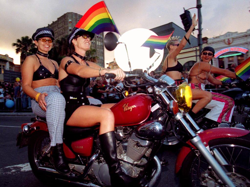 Dykes on Bikes roll into the 1999 festival. Picture: Matthew Munro