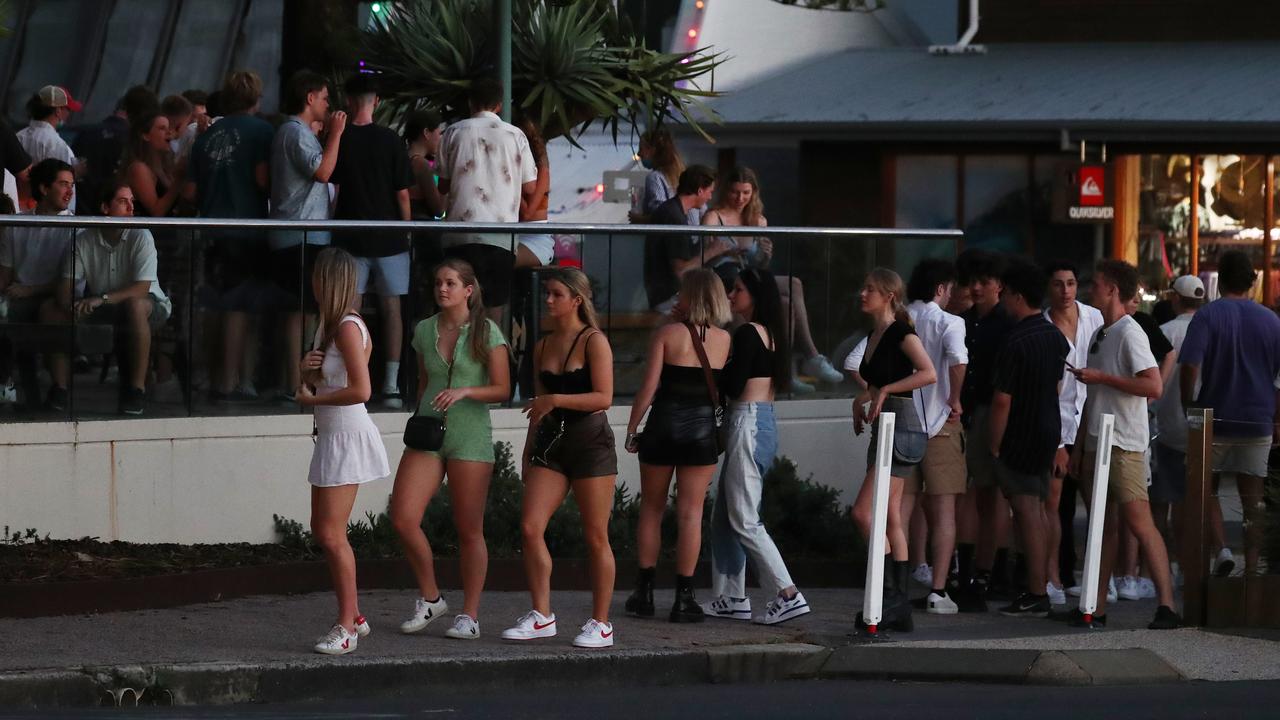 Schoolies prepare for a big night out in Byron Bay. Picture: Jason O'Brien